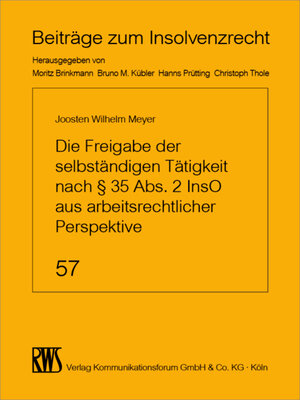 cover image of Die Freigabe der selbständigen Tätigkeit nach § 35 Abs 